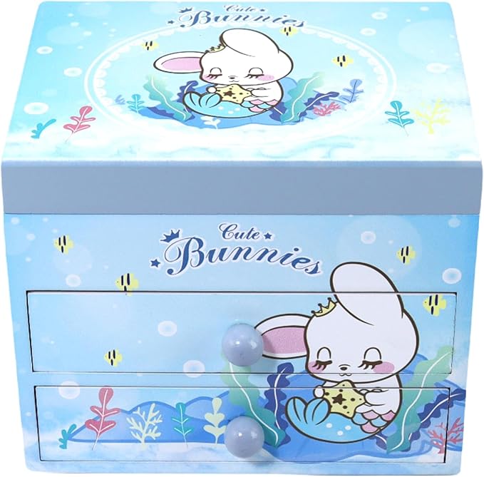Music Jewelry Box for girls blue Cute bunny girls jewelry box Little girl birthday christmas Gift kids jewelry box Organizer