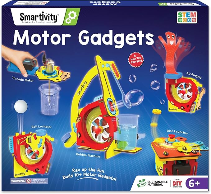 Smartivity 10-in-1 Motor-Powered Gadgets Kit for Kids Ages 6,7,8,9,10,11,12 Years Old | Build 10+ Cool Electronics Projects | Birthday Gift for Smart Kids | DIY STEM Toy for Boys & Girls 6-12