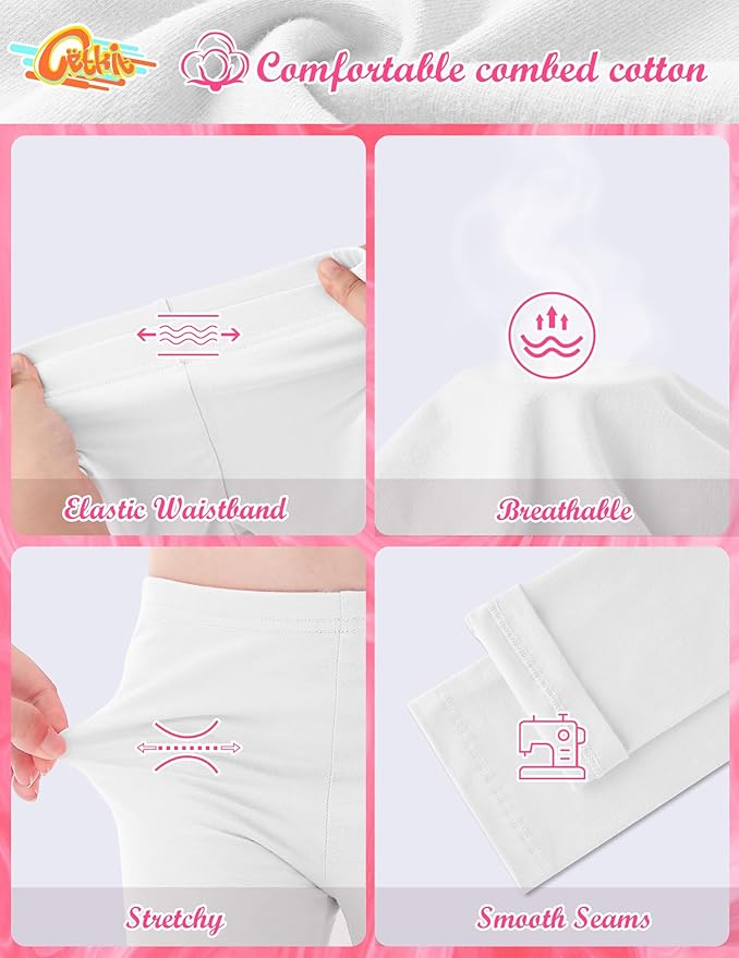 Girls Leggings Cotton Leggings for Toddler Footless Girls Pants Stretchy Baby Girl's Pants Infant Basic Leggings Size 6M -14Y