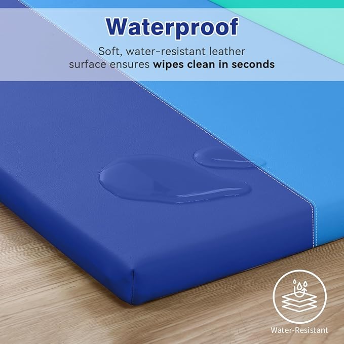 Foam Baby Play Mat: PU Leather Waterproof Kids Playmat - Trifold Floor Mat - Large Play Mat for Playpen Thick Pad Fodable Mattress Soft Toddler Mattress Infant Cushion for Preschool (Rainbow)