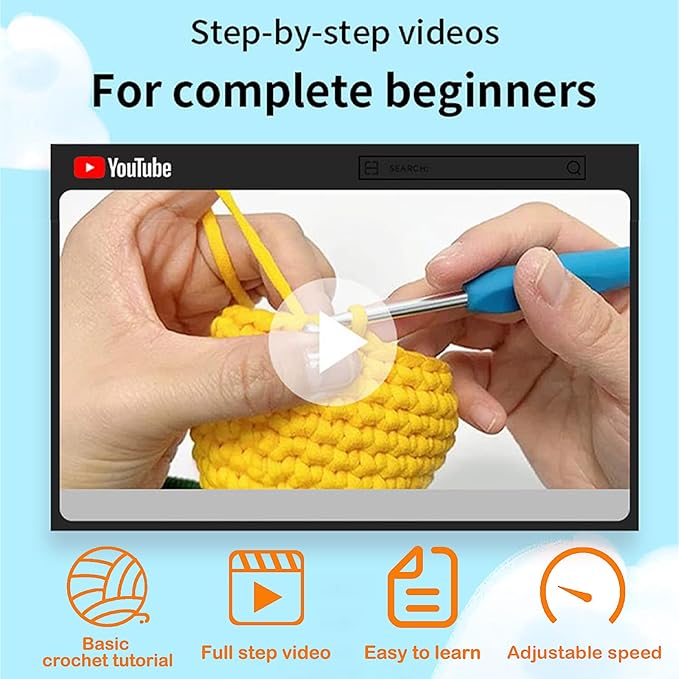 Utook Crochet Kit for Beginners, Crochet Animal Kit,Crochet Kits for Beginners Adults and Children, with Instructional Videos and Paper Tutorials, Handmade Crafts, Holiday Gifts (Rabbit)