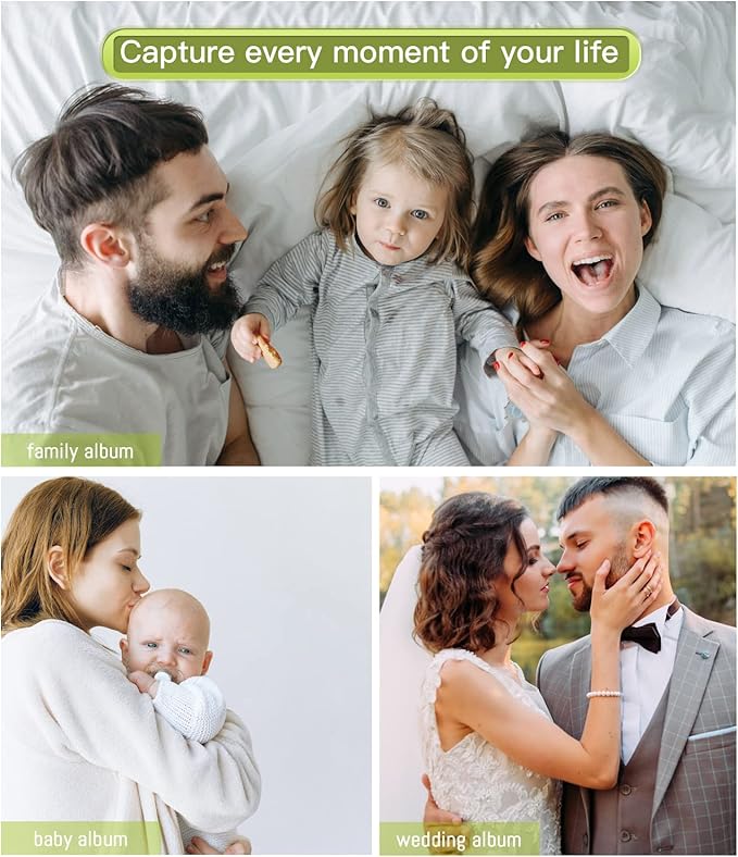 popotop Photo Album Self Adhesive with Picture Display Window,40 Pages DIY Scrapbooking Supplies Kit for 4x6 10x12 Picture,Linen Cover Memory Book for Baby Wedding, with Scraper and Metallic Pen