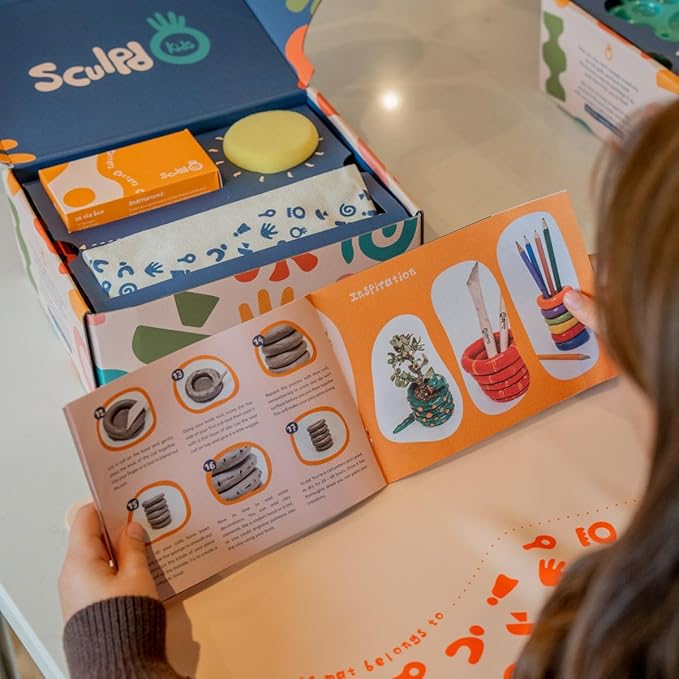 Sculpd - The Original Air Dry Clay Kit for Kids Age 7 8 9 - Includes Air Dry Modeling Clay, 10 Colors Paint Set, Paintbrushes, Sculpting Tools, Guide and More - Air Dry Clay for Kids Pottery