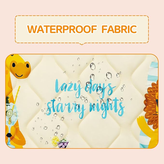 Baby Play Mat - Thicken 71x59 Inch Soft Foam Crawling Mat for Playpen & Floor, Non-Slip Waterproof Playmats for Infants & Toddlers, Portable Foldable & Machine Washable, Beach Animals