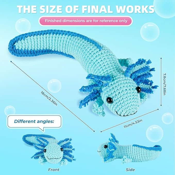 MOREJMTT Crochet Kit for Beginners, Crochet Animal Kits,Crocheting Kit for Starters, Learn to Crochet with Step-by-Step Video Tutorials, Beginner Crochet Kit for Adults(1 Pack Axolotl)
