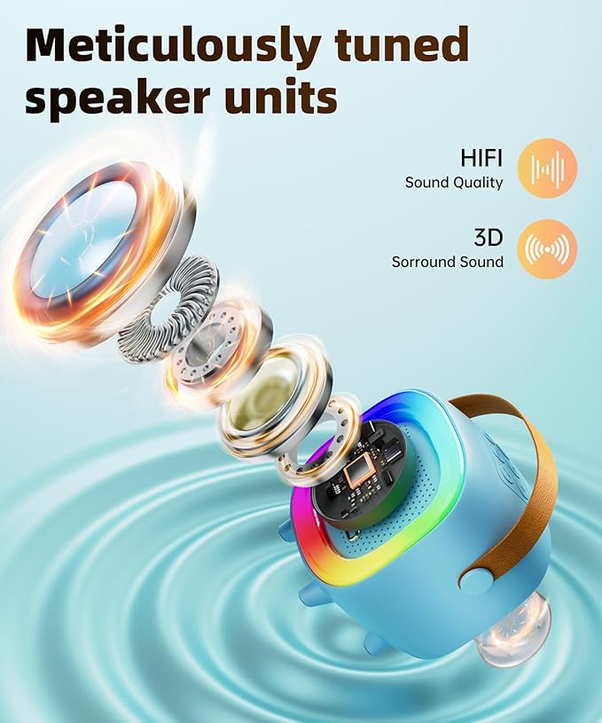 Mini Karaoke Machine Speaker for Kids Adults, Portable Bluetooth with 2 Wireless Microphones, Children's Day Birthday Gift Ideas for Toys for Teens Boys and Girls Aged 4, 5, 6, 7, 8, 9, 10, 11, 12+