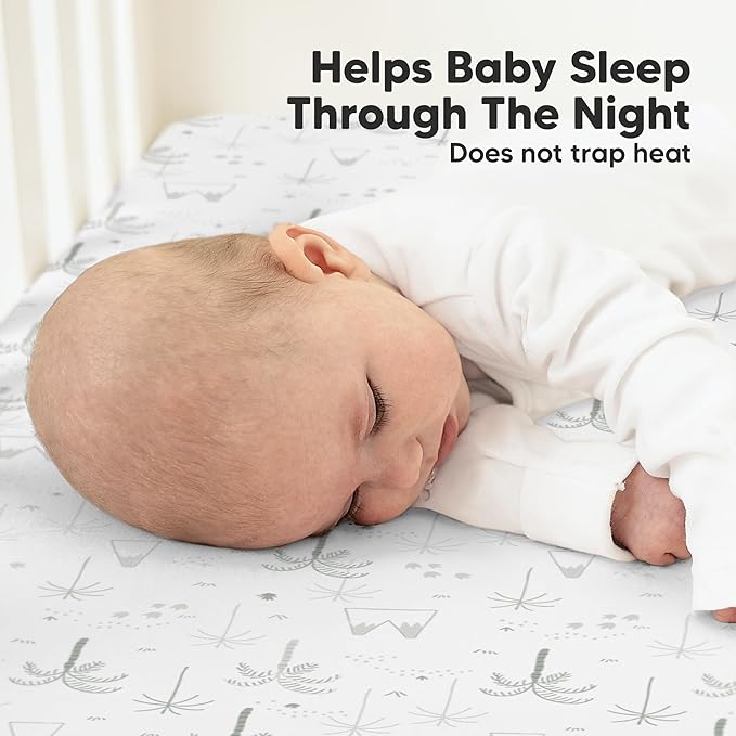 KeaBabies 2-Pack Organic Crib Sheets for Boys, Girls - 52x28 Fitted Crib Mattress Sheet Neutral, Breathable Jersey Cotton Cover for Baby Bed, Toddler Mattress, Soft & Cute Prints (DinoDood)
