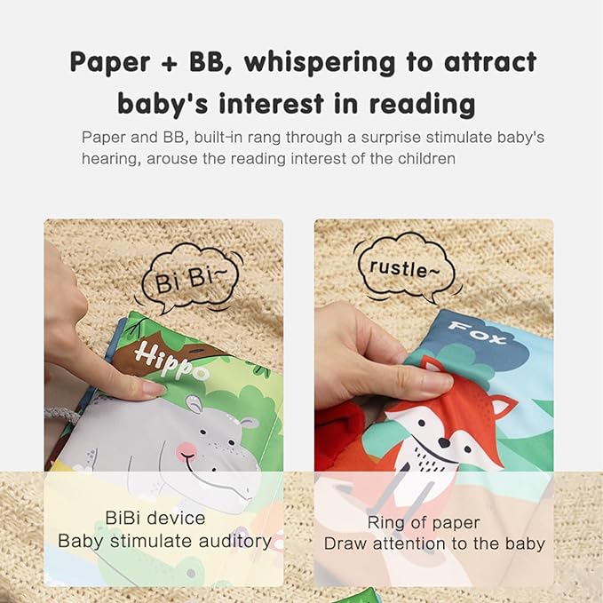 BARMACO Baby Soft Touch and Feel Crinkle Cloth Books for Infants & Toddlers, Learning Toys, Early Development Interactive Sensory Toys, Ocean Animal Tails, Gifts for Boys & Girls