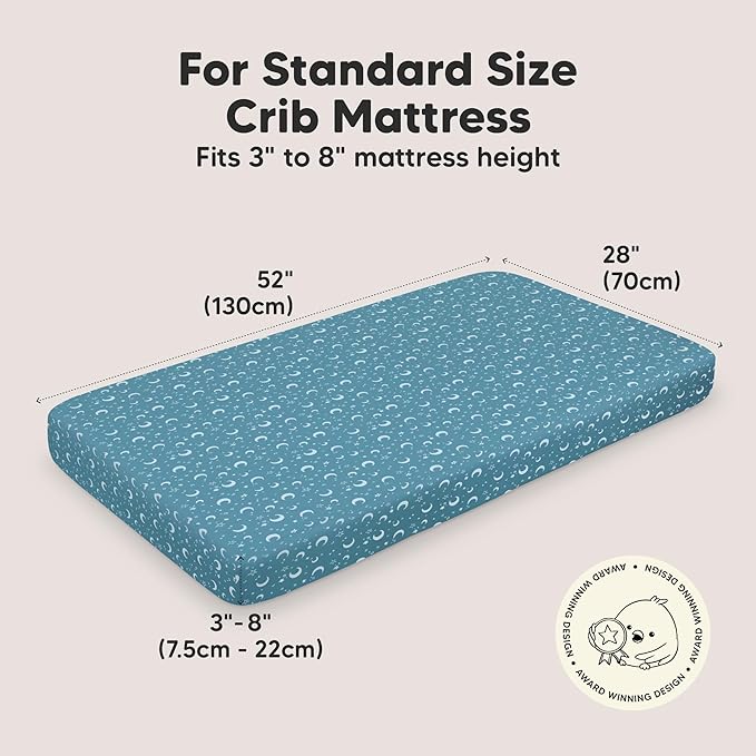 KeaBabies 2-Pack Organic Crib Sheets for Boys, Girls - 52x28 Fitted Crib Mattress Sheet Neutral, Breathable Jersey Cotton Cover for Baby Bed, Toddler Mattress, Soft & Cute Prints (Dragon Tale)