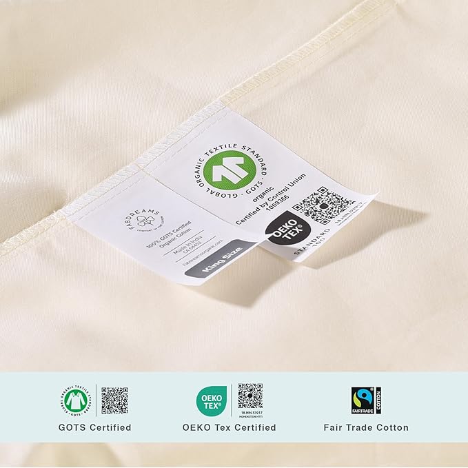 FABDREAMS Organic Quilted Mattress Protector King Size | Mattress Pad | Mattress Cover| Naturally Breathable | Noiseless| Fits up to 17" Deep Pockets| Temperature Regulating | Ivory