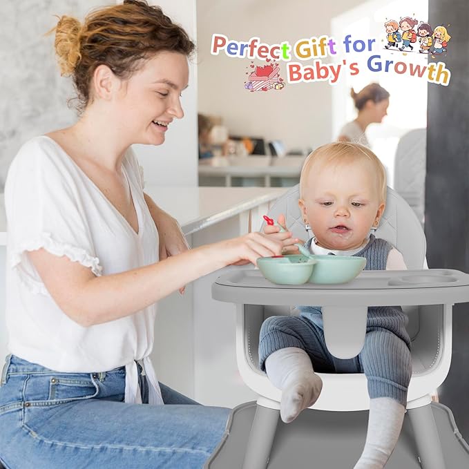 6 in 1 Baby High Chair for Babies and Toddlers, Booster Seat, Kids Learning Table & Chair (Grey)