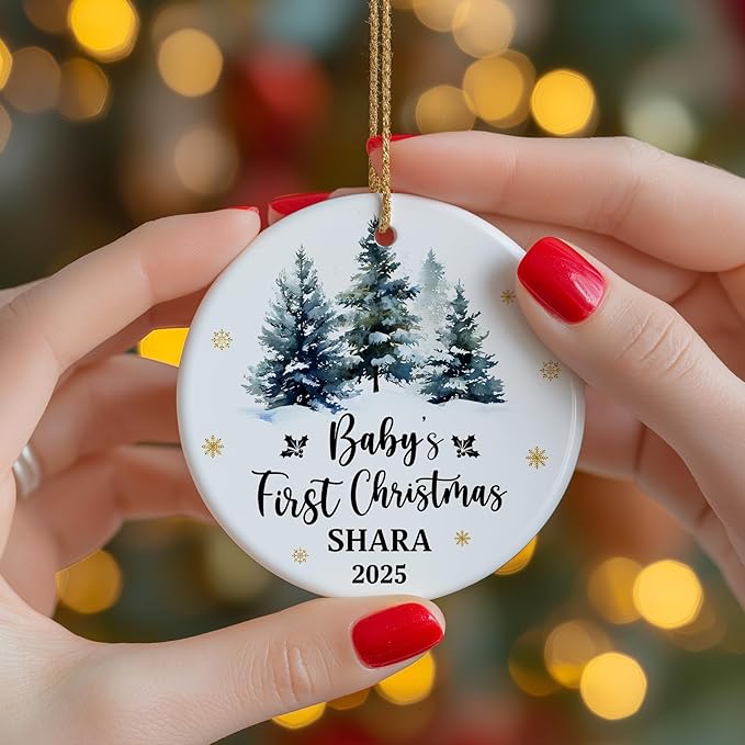 Personalized Baby First Christmas Ornament 2025 - Custom Newborn Keepsake - Sweet Gift for New Parents Mom Dad - Sweet Baby, Boy, Girls, Mom, Dad Holiday Celebration