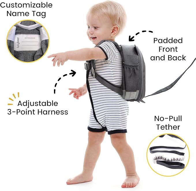 Lulyboo Toddler Backpack Leash - Baby Walking Harness & Anti-Lost Wrist Tether - Kids Backpack 5 Storage Pockets and 2 Adjustable Child Leashes for Kids 1, 2,3,4,5,6,7 Years Old - Ultra-Soft - Panda