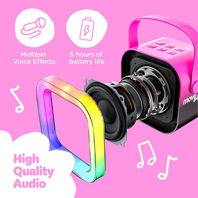 Move2Play, Karaoke Machine for Kids | Includes 20+ Kid Songs | 2 Microphones | Connect with Bluetooth | 3, 4, 5, 6, 7+ Year Old Gift | Toy for Girls, Boys, & Toddler | Birthday Present