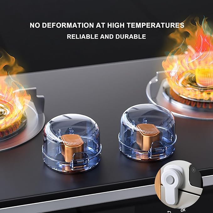 5+1 Packs Stove Knob Safety Covers, Childproof Oven Door Lock, Double-Key Design and Universal Size, Water Resistant Oil Resistant and High Temperature Resistant, for Home Kitchen Kids Pets Childproof