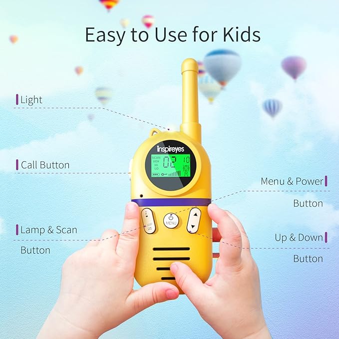 Walkie Talkies for Kids Rechargeable,Toys for Boys and Girls Ages 3-12, 4 Pack Long Range 2-Way Radios, Birthday Gifts,Christmas Stockings, Outdoor Play, Family Games, Hiking Camping Gear