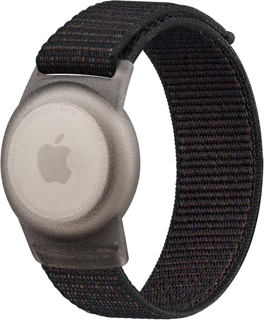 Kids Wristband Protective Case Compatible with Apple AirTag, Adjustable Nylon Bracelet for Air Tag GPS Tracker Holder with Anti Lost Watchband for Toddler Child Kids (Black)