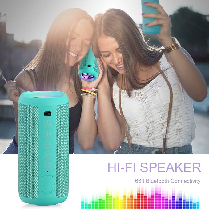 Ortizan Portable Bluetooth Speakers, IPX7 Waterproof Wireless Speaker with 24W Loud Stereo Sound, Outdoor Speaker with Bluetooth 5.3, Deep Bass, RGB Lights, Dual Pairing, 30H Playtime for Home, Party