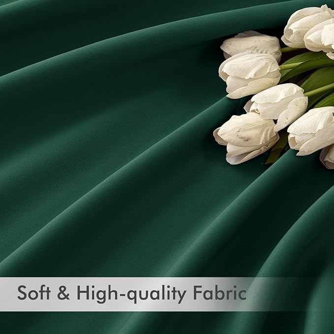 MIULEE Hunter Green Back Tab Blackout Curtains 90 Inches Long 2 Panels Set for Living Room Bedroom, Rod Pocket/Pinch Pleat Thermal Insulated Room Darkening Pleated Light Blocking Drapes