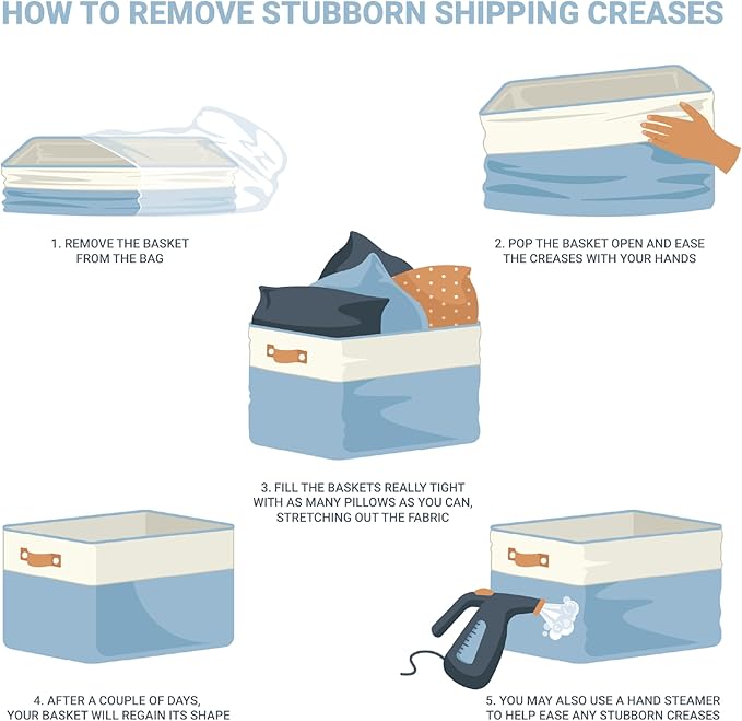 OrganiHaus Small Fabric Storage Baskets for Shelves 3 Pack, 12x8in Closet Storage Bins for Shelves, Cloth Baskets for Organizing, Linen Closet Organizers, Fabric Basket, Pink/White