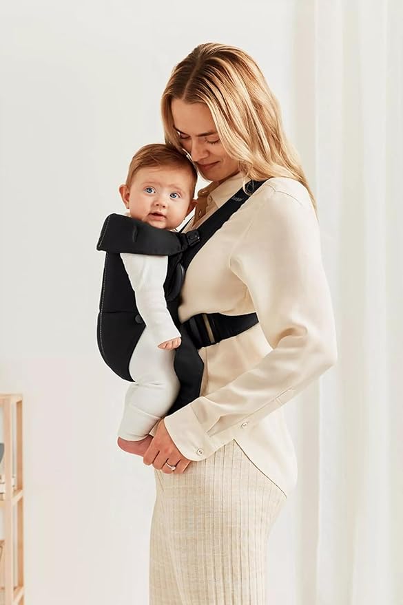 BabyBjörn Baby Carrier Mini, Black, Woven | Newborn Carrier (7-25 lbs), Ergonomic, Easy-to-Use
