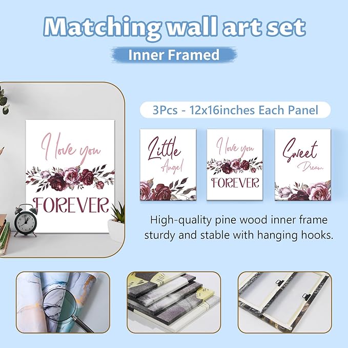 Personalized Crib Bedding Set for Girls, 5 Pcs Nursery Bedding Crib Sets, Soft Custom Flowers Baby Crib Set with Name, Double Layer Baby Bedding Set Customized Gifts for Infants Toddlers Kids