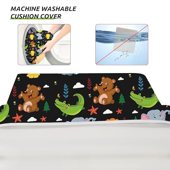 Toddler Booster Seat for Dining Table, Stronger Support Non-Slip Bottom Double Safe Straps Booster Seat Dining Toddler, Portable Travel Increasing Cushion (Black)