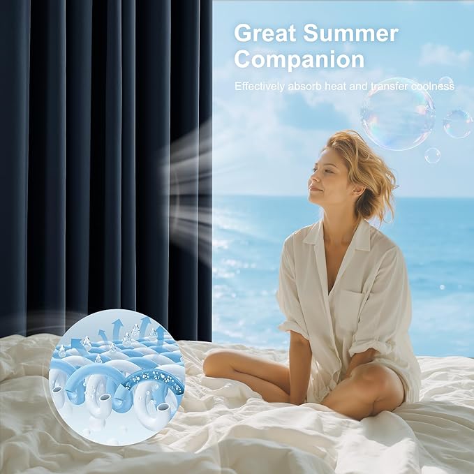 NICETOWN 100% Blackout Curtains 84 Inch Length 2 Panels Set, Thermal Insulated Long Curtains & Drapes, Room Darkening Grommet Drapes for Living Room Bedroom Window (W52 x L84 Inch, Navy)