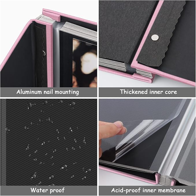 Zesthouse Photo Album Self Adhesive Pages, 60 Pages Magnetic Scrapbook Albums with Sticky Page,Photos Album Holds 8x10 & 5X7 & 4x6 & 6x8 & 3x5, Large Picture Book Ideal for Family,Wedding,Baby