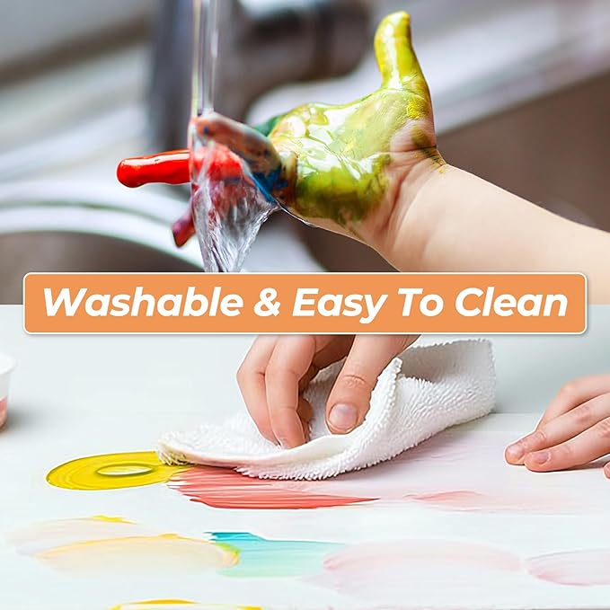 Nicpro Washable Paint for Kids, Kids Painting Set with Cups and Paintbrushes, 12 Vibrant Colors(2 oz), Non Toxic Washable Finger Paint for Toddlers Preschool Home School Children Art Painting Supplies