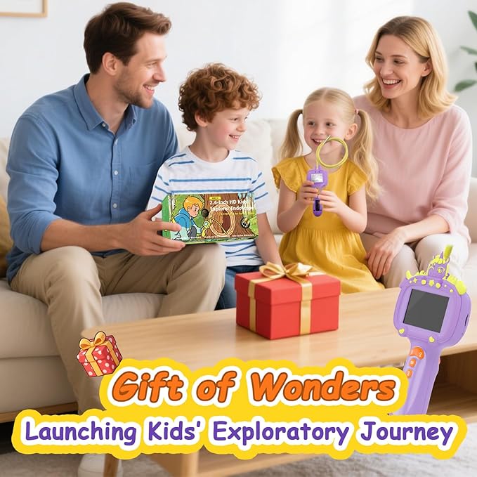 Borescope Snake Camera Endoscope with Light & Flexible Tube for Kids - Educational STEM Science Toy for Boys & Girls Ages 3-10, Birthday for Nature Exploration - Purple