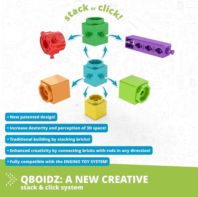 Engino STEAM Maker Junior- 10 Model Set, Stackable Building Blocks for Kids 4+, STEM Building Toys, Engineering Kit for Young Inventors, Educational Toys, Gift for Boys & Girls