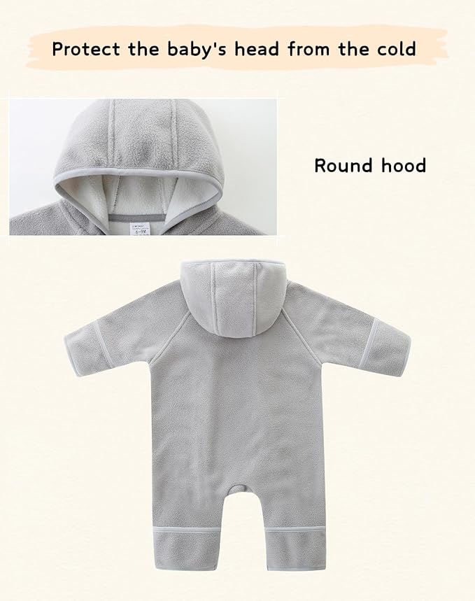 Newborn Baby Fleece Jumpsuit Girls Boys Winter Hooded Coverall Romper Cute Baby Snowsuit Clothes