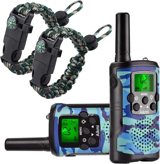 Walkie Talkies for Kids 22 Channel 2 Way Radio 3 Miles Long Range Handheld Walkie Talkies Durable Toy Best Birthday Gifts for 6 Year Old Boys and Girls fit Adventure Game Camping (Blue Camo 1)