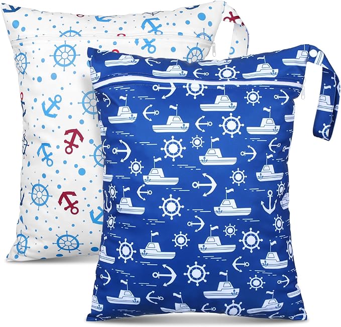 Shappy 2 Pcs Large Travel Laundry Bag Washable Waterproof Wet Dry Large Dirty Clothes Bag Bathing Workout(Navigation)