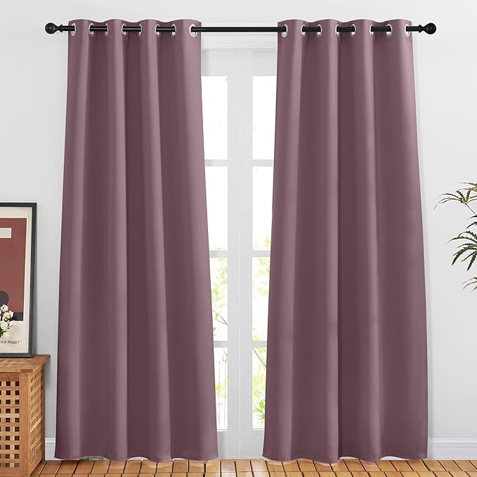 NICETOWN Dry Rose Doorway Curtains for Girls Bedroom, Grommet Window Treatment Thermal Insulated Privacy Door Curtains for Living Room, Dry Rose, Set of 2, W46 x L80