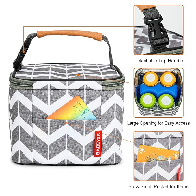 BreastMilk Cooler Bag with Ice Pack Fits 4 Large Baby Bottles Up to 5 Ounce, Baby Bottle Cooler Bag Great for Nursing Mom Daycare