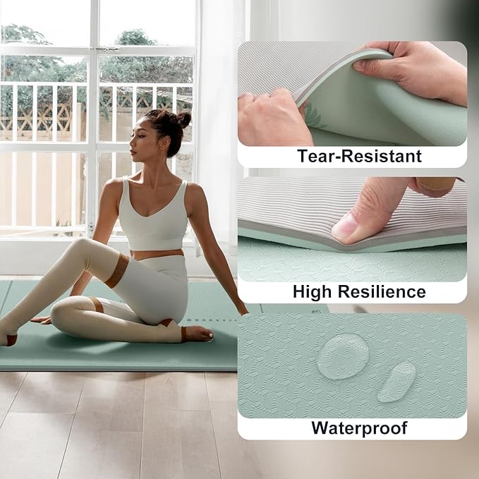 UMINEUX Yoga Mat Extra Thick 1/3'' & 2/5" Non Slip Yoga Mats for Women Eco Friendly TPE Fitness Exercise Mat with Carrying Sling & Storage Bag