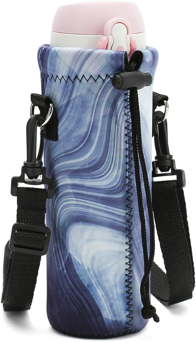 RICHEN Neoprene Water Bottle Carrier Bag with Adjustable Shoulder Strap,Insulated Water Bottle Cover for Stainless Steel/Glass/Plastic Bottles