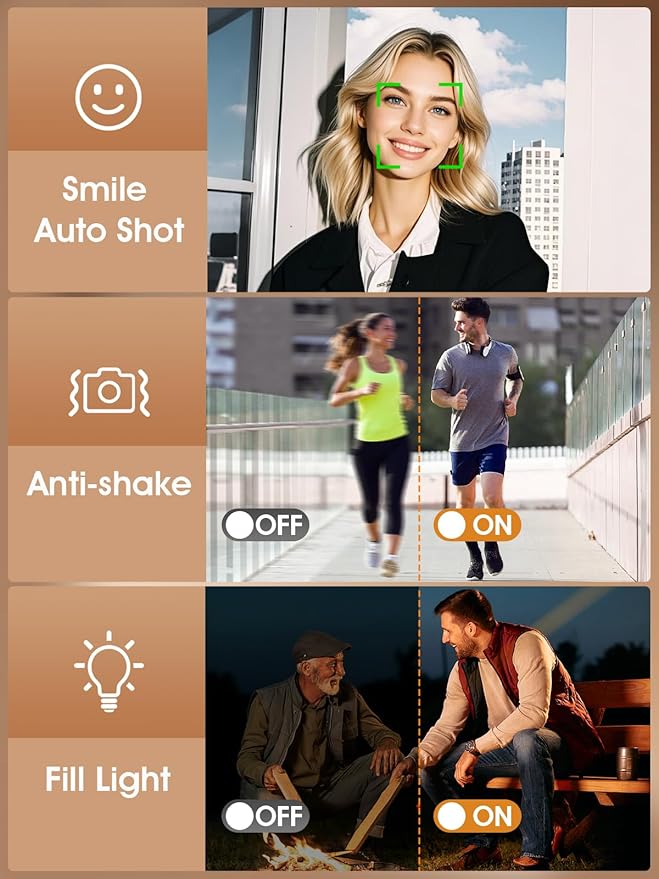 Digital Camera,Autofocus 4K Vlogging Camera for Photography with 32GB Card,48MP Portable Compact Point and Shoot Digital Camera for Teens Adult Beginner with 16X Zoom,Anti-Shake,2 Batteries(White)