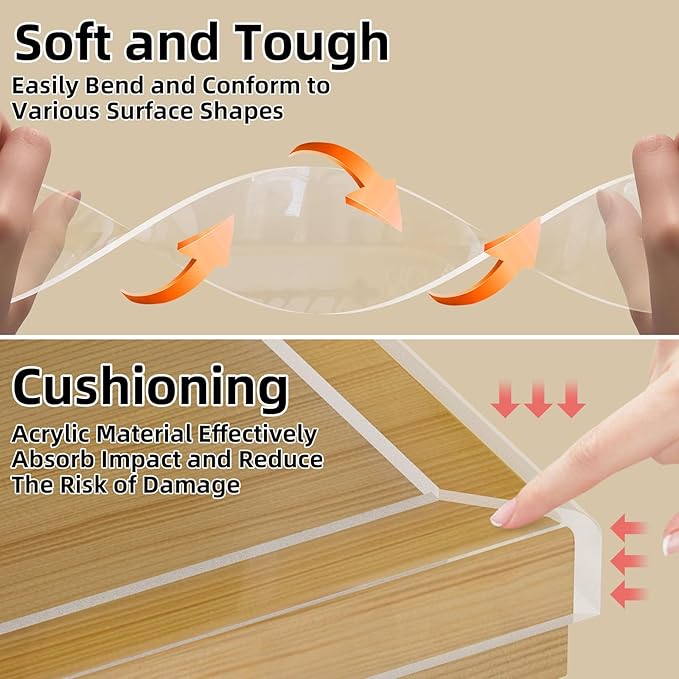 Clear Edge Protector,Safe Corner Protector, Anti-Sharp Edge Protector, for Furniture, Drawers, Tables, Cabinets 1.18inX16.4FT