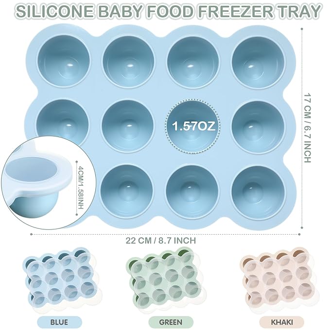 3 Pcs Baby Food Storage Container 12 Cup Silicone Baby Food Freezer Tray with Lid Stackable Reusable Silicone Freezer Tray for Food Vegetable Fruit Puree and Breast Milk(Colorful)