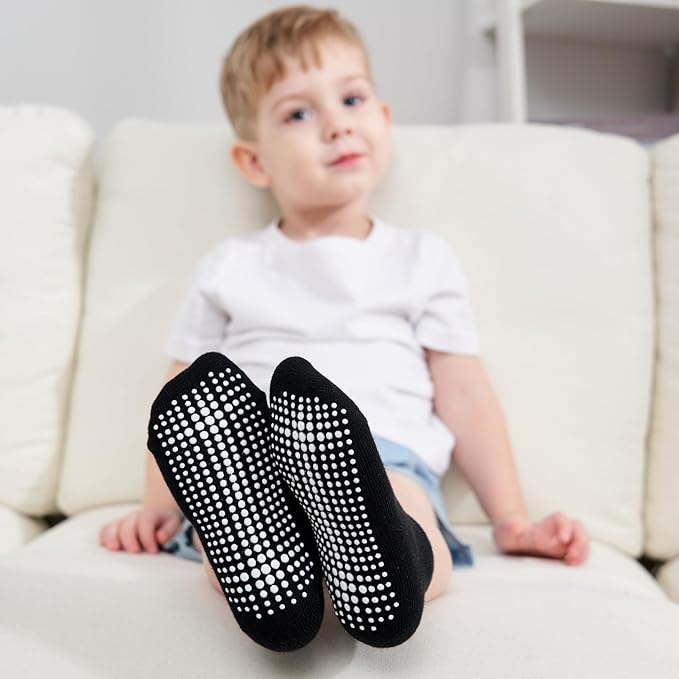 Zaples Baby Non Slip Grip Ankle Socks with Non Skid Soles for Infants Toddlers Kids Boys Girls