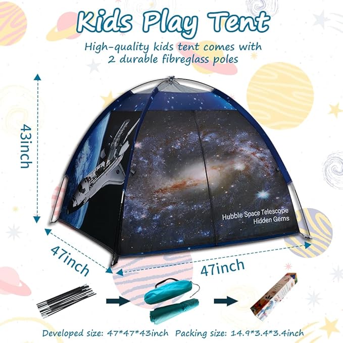 Play Tent for Boys and Girls- Space Shuttle Atlantis with Hubble Dome Tent for Kids Gift- ToddlerPop Up Tent Playhouse for Indoor Imaginative and Physical Play- 47" x 47" x 43 "