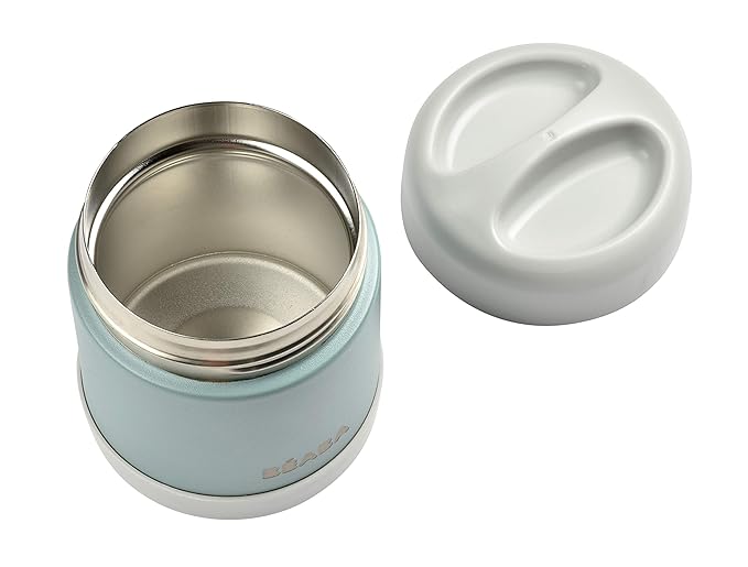Beaba Stainless Steel Insulated Food Jar 10 oz, Kids Thermos, Lunch Containers, Leakproof, Wide Opening, Suitable for Hot and Cold Foods (Eucalyptus)