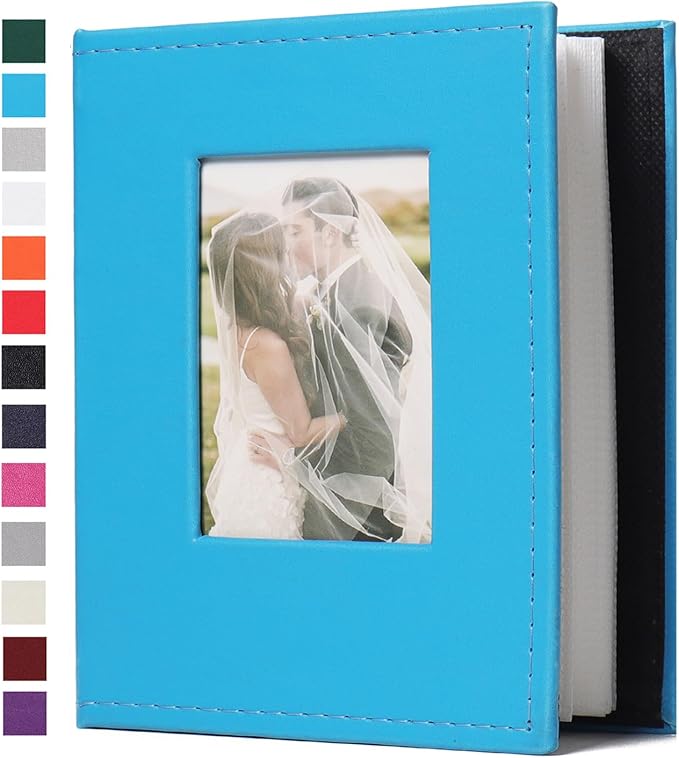 RECUTMS Photo Album 4x6 Pockets Leather Cover Photo Album Book Holds 52 Vertical 4x6 Photos Picture Book for Wedding Family Baby (Sky Blue)