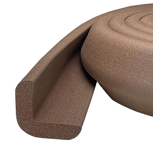 Kidkusion Baby Proof Edge Guards for Safety | Made in The USA | 28 Feet | Brown | Edge Protectors for Furniture, Tables, Fireplaces | Heavy Duty Tape Included