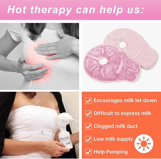 Breast Therapy Ice Packs Large Hot Cold Breast Pads, Nipple Cooling Gel Pads for Clogged Milk Duct Relief, Engorgement, Breast Augmentation Surgery, Breastfeeding Essentials for New Moms, 2 Pack