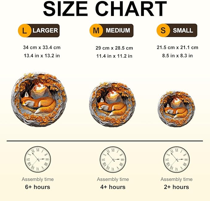 WOODBESTS Wooden Puzzles for Adults, 3D Fox Wood Puzzles Adult(270 Pieces, L, 13.4 * 13.2in), Unique Shape Wooden Animal Jigsaw Puzzles, Birthday Gifts for Adults Family Game