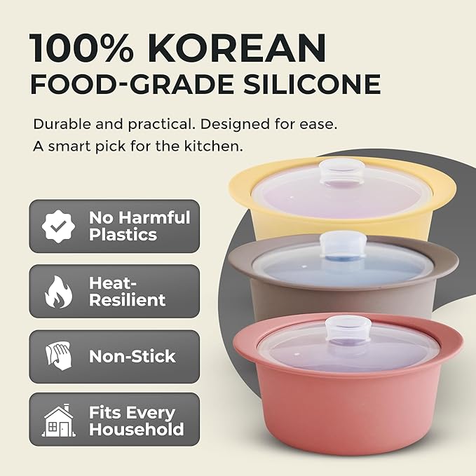 40oz Platinum Silicone Microwave Steamer Pot with Handle & Lid - Korea 100% Food-Grade Steamer Bowl, Heat-Resistant Cooker with Steam Holes, Easy Clean, Dishwasher Safe, Dry Rose